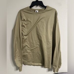 Nike Long Sleeve Shirt Tan Crewneck Cotton Size Large